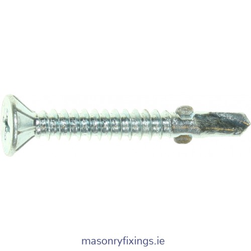 E-VS BOHR 3 FLT 4.8mm x 38mm For Light Steel Self Drill Countersunk Zinc Plated Tek Screw  BOX 100